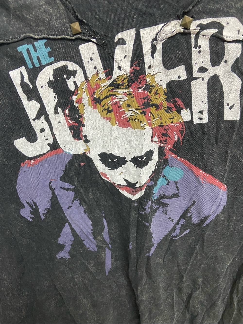 Y2K Salvage Shirt Mens M Black Joker Graphic Distressed Dark Knight Batman